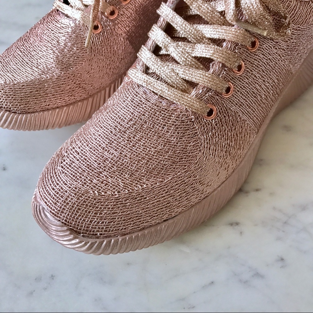 Rose Gold Textured Sneakers - Picture 3 of 5